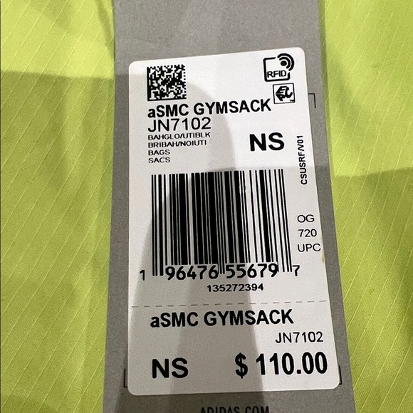 Adidas Neon Yellow Gym Sack - Picture 2 of 6